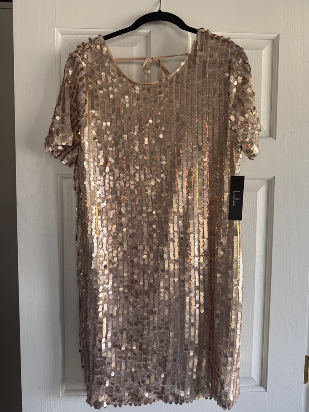 Lulu's Rose Gold Sequin Midi Dress